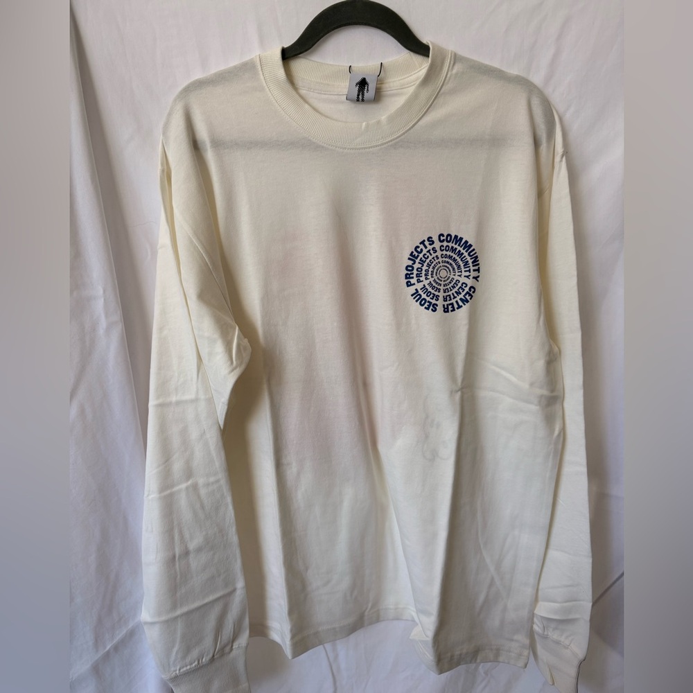 Seoul Projects Community Long Sleeve Graphic Tee Cream Size L NWT